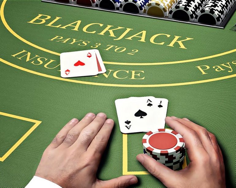 Blackjack-Spieler im Kasino