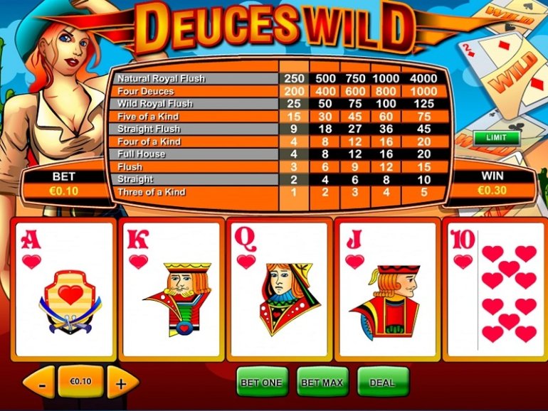 Arten von Deuces Wild video poker