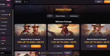 100% up to €500 + 200 free spins on your first deposit at GunsBet: GunsBet Online Kasino