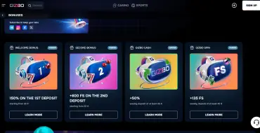 150% bonus up to $300 on your first deposit at Gizbo Casino: GIZBO Online-Kasino
