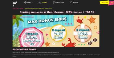 225% + 100 FS for new players on Booi: Booi Online Kasino