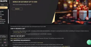 50% up to €500 every Saturday at 1xSlots: Wöchentliche Boni bei 1xSlots