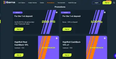 550% up to 900€ for new players at Gama: Online Kasino Gama
