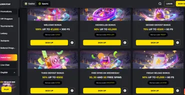 Up to €2,000 and 350 FS on your first three deposits at Golden Star: Golden Star Online Kasino