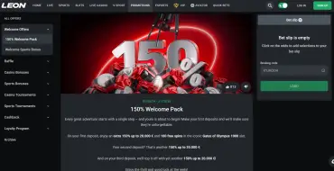 Up to 60 000 € / $ + 100 free spins on first three deposits at Leon: Leon Online Kasino