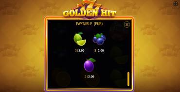 777 Golden Hit: Auszahlungstabelle