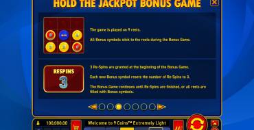 9 Coins Extremely Light: Gratisdrehs und/oder Neudrehungen