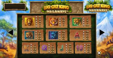 Big Cat King Megaways: Auszahlungstabelle