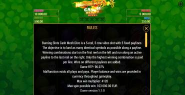 Burning Slots Cash Mesh Ultra Dice: Regeln