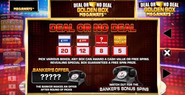 Deal or No Deal: Golden Box Megaways: Bonus Spiele