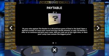 Deal or No Deal Playzido: Auszahlungstabelle