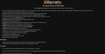 Ed Jones and Book of Seth: Regeln