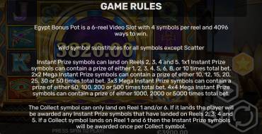 Egypt Bonus Pot: Regeln