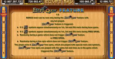Egypt Sky Egypt Quest: Einzigartige Merkmale