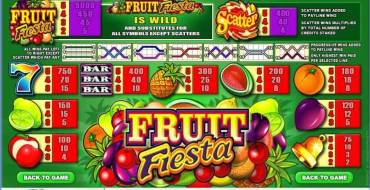 Fruit Fiesta 5 Reel - Progressive: Auszahlungstabelle