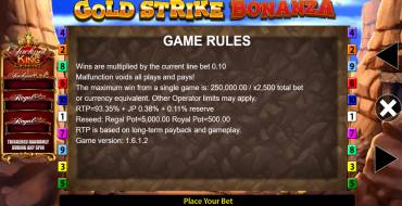 Gold Strike Bonanza Jackpot King: Regeln