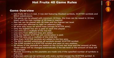 Hot Fruits 40: Regeln