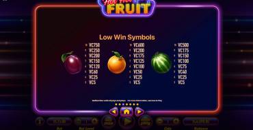 Hot Hot Fruit: Auszahlungstabelle 2