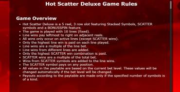 Hot Scatter Deluxe: Regeln