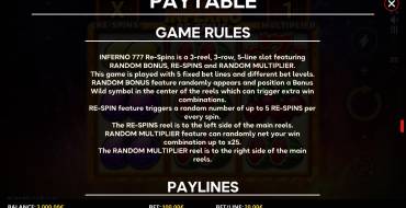Inferno 777 Re-Spins: Regeln