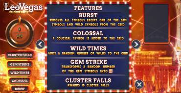 Leo Vegas Cluster Gems: Bonus Spiele