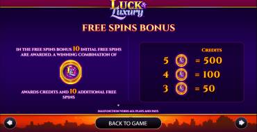 Luck & Luxury: Gratisdrehs und/oder Neudrehungen