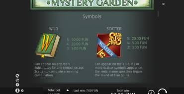 Mystery Garden: Auszahlungstabelle