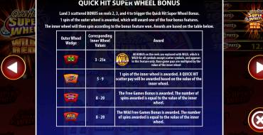 Quick Hit Super Wheel Wild Red: Bonus Spiele