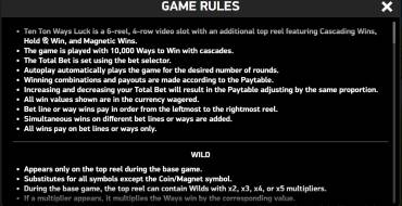 Ten Ton Ways Luck: Regeln