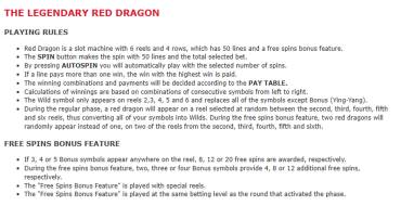 The Legendary Red Dragon: Regeln