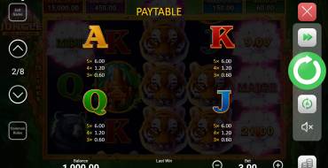 Tiger Jungle Hold and Win: Auszahlungstabelle