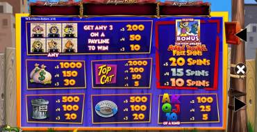 Top Cat Most Wanted Jackpot King: Auszahlungstabelle
