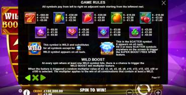 Wild Booster: Auszahlungstabelle